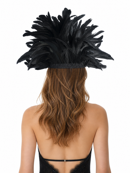 Carnival headpiece with black feathers