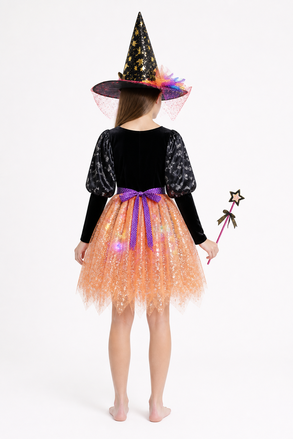 Costume Set with Pointed Hat and Wand back view