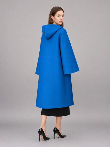 Bright Blue Zip-Up Hooded Raincoat