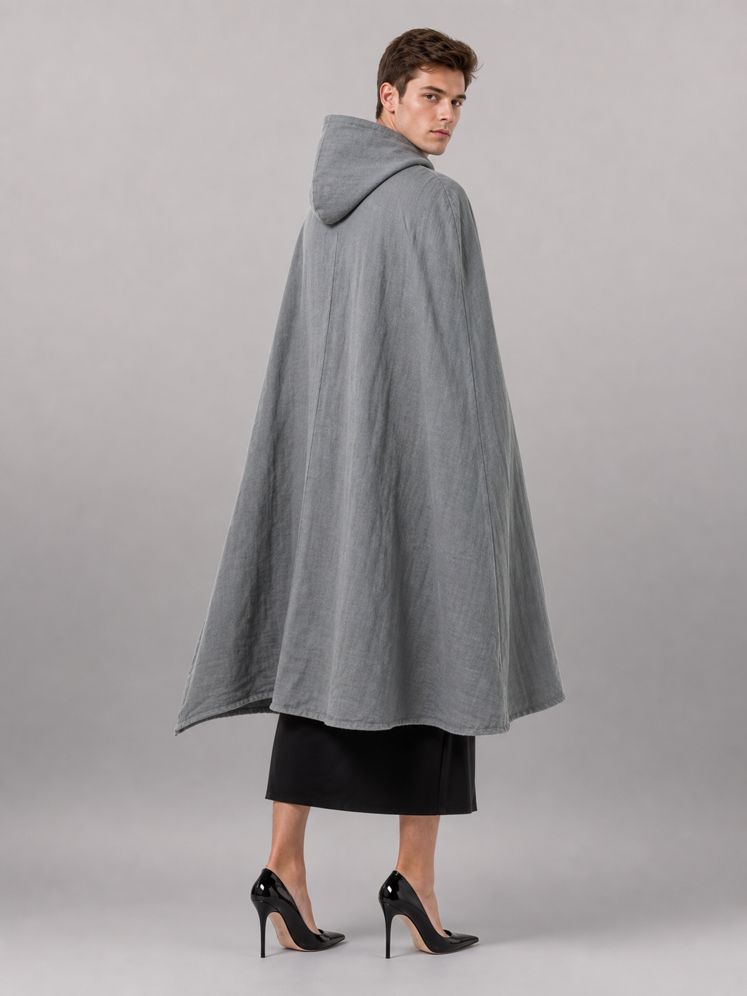 Gray Hooded Costume Cloak for Cosplay