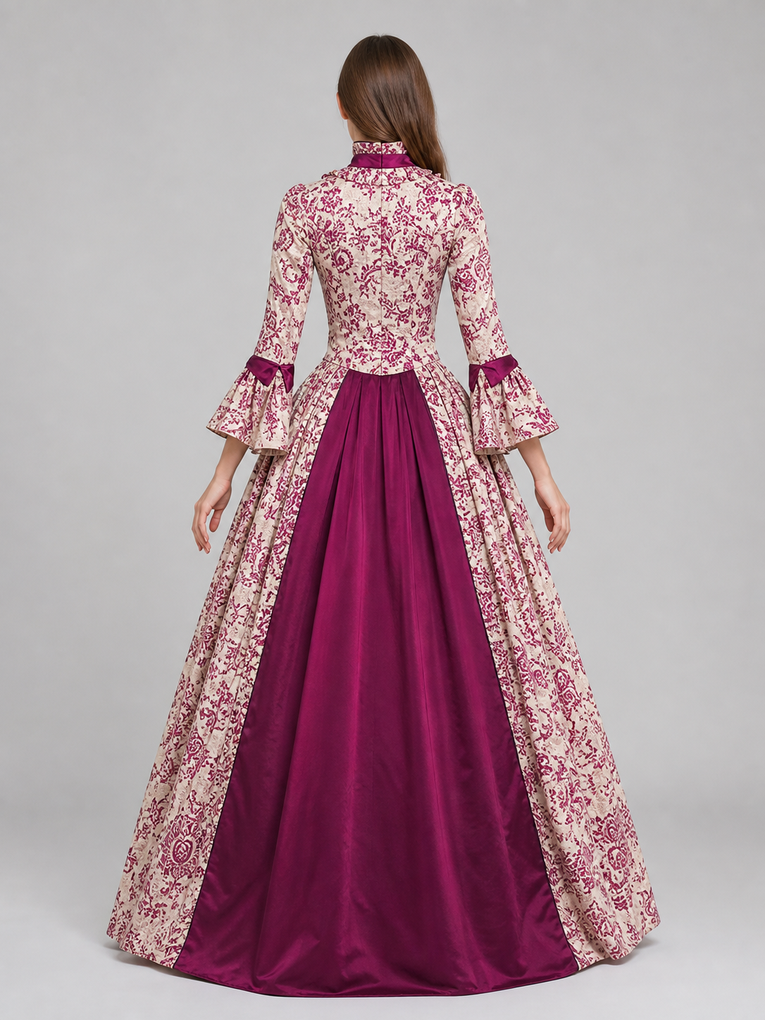 Dressy dress with a patterned design and flared sleeves