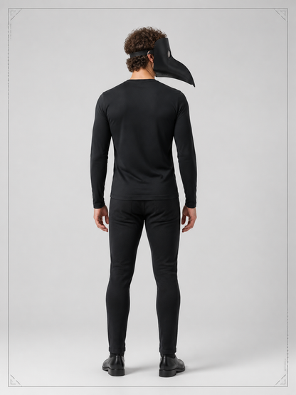 Black Carnival Mask with Long Beak back view