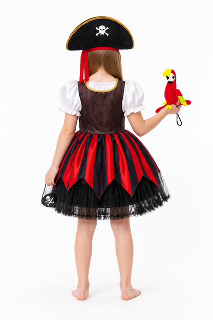 Pirate Costume with Dress and Hat for Carnival back view