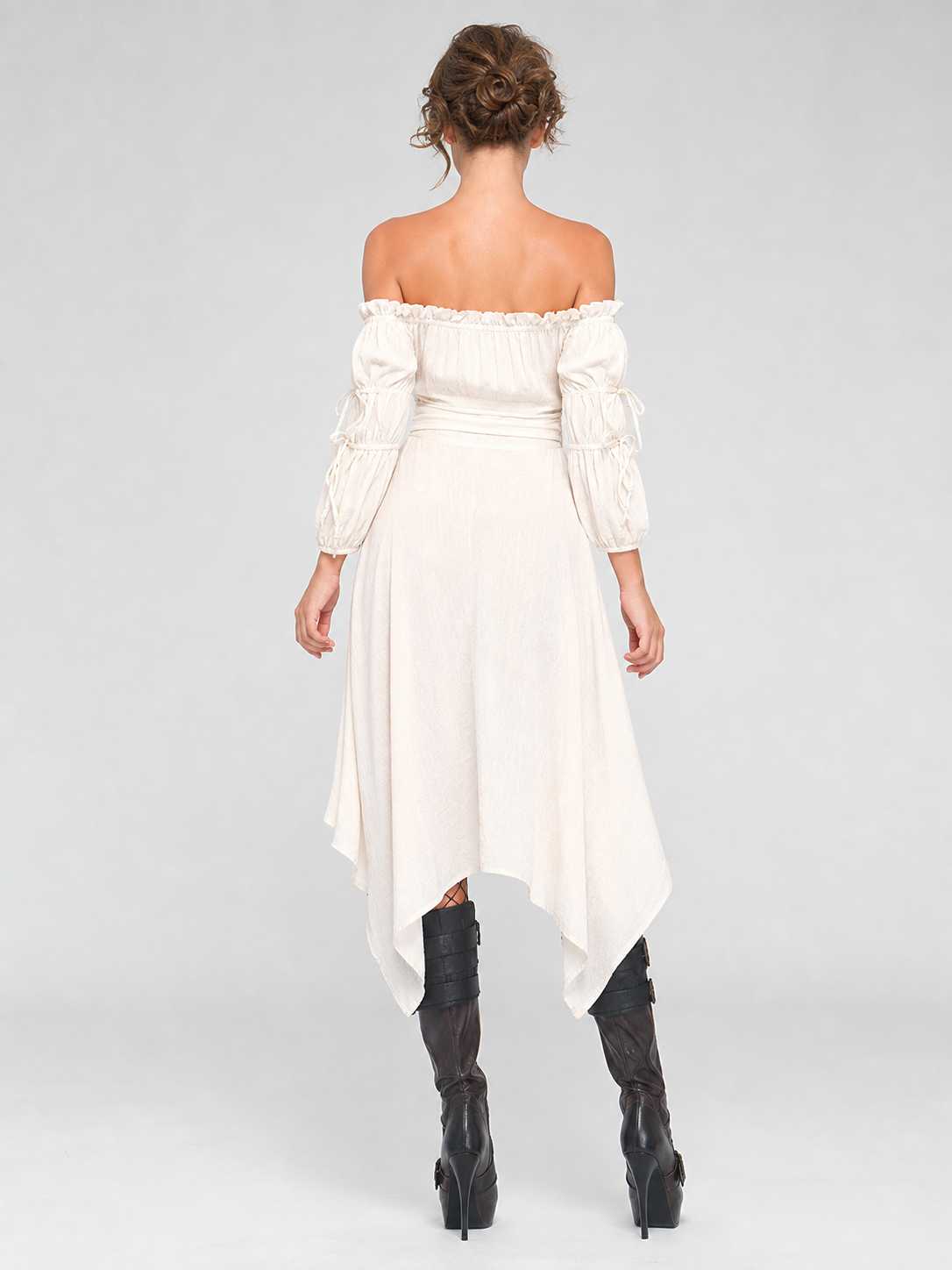 Off-the-Shoulder Stage Dress with Waist Ties back view