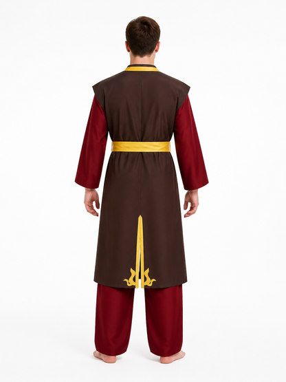 Zuko Cosplay Costume: Robe and Pants with Decorative Details back view