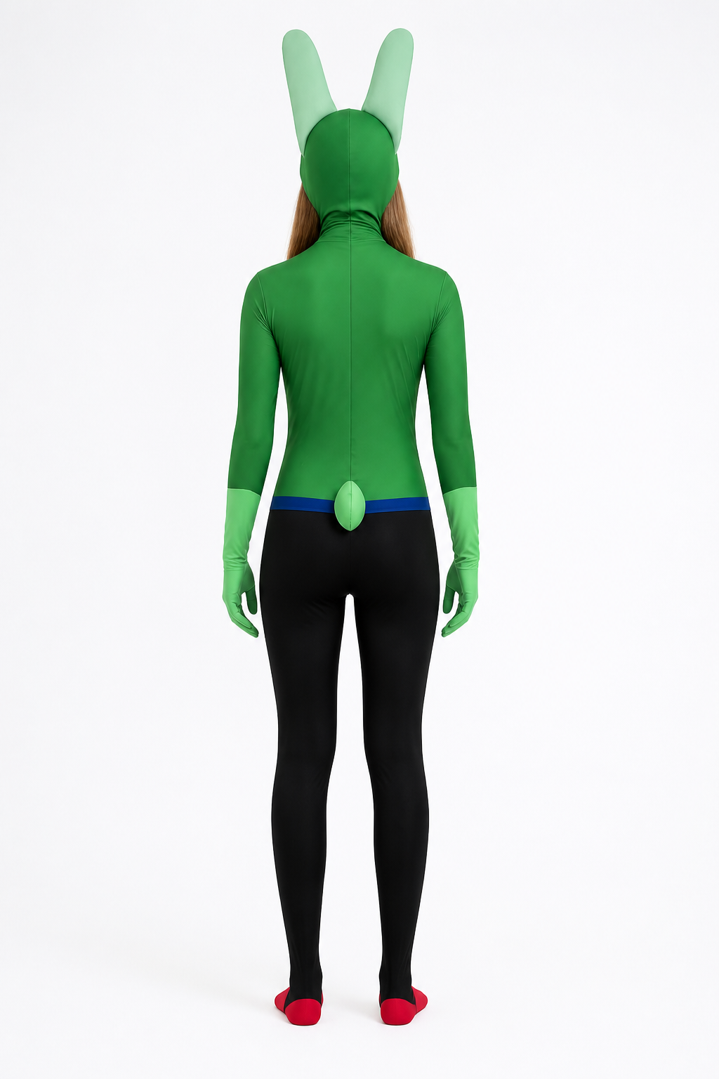 Green Bunny Jumpsuit with Ears and Tie back view