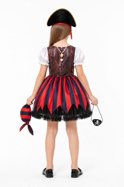 Pirate Costume with Dress and Halloween Accessories back view
