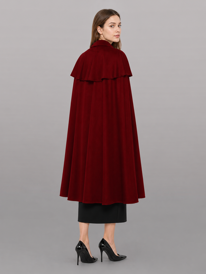 Red Carnival Cloak with a Turn-Down Collar