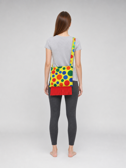 Shoulder Bag with Fringe in Clown Style