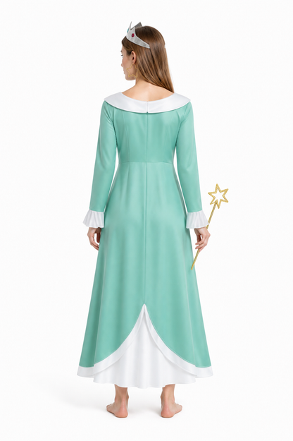 Costume Dress with Crown, Earrings, and Wand back view