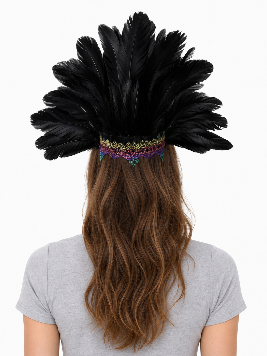 Carnival Feather Headpiece with Mask
