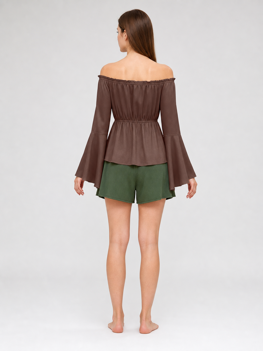 Off-the-Shoulder Top with Flared Sleeves
