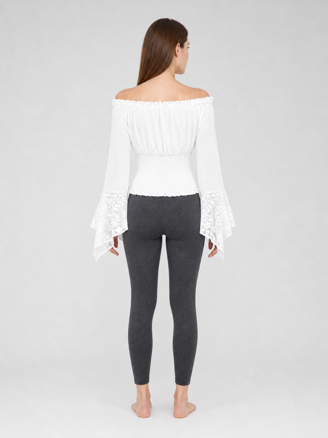 White Off-Shoulder Blouse with Ruffles