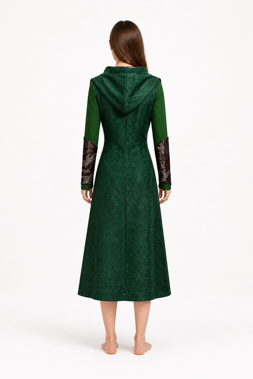 Tauriel Cosplay Coat with Hood, Green back view