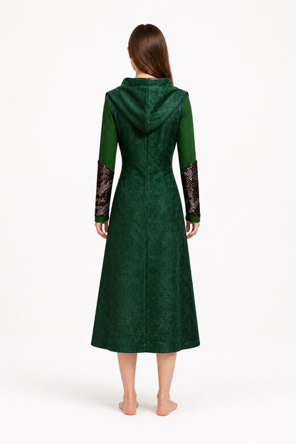 Tauriel Cosplay Coat with Hood, Green back view