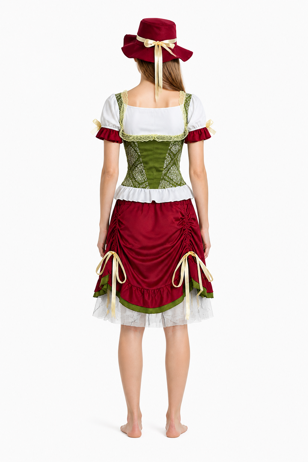 Maid Set with Corset, Skirt, and Hat back view