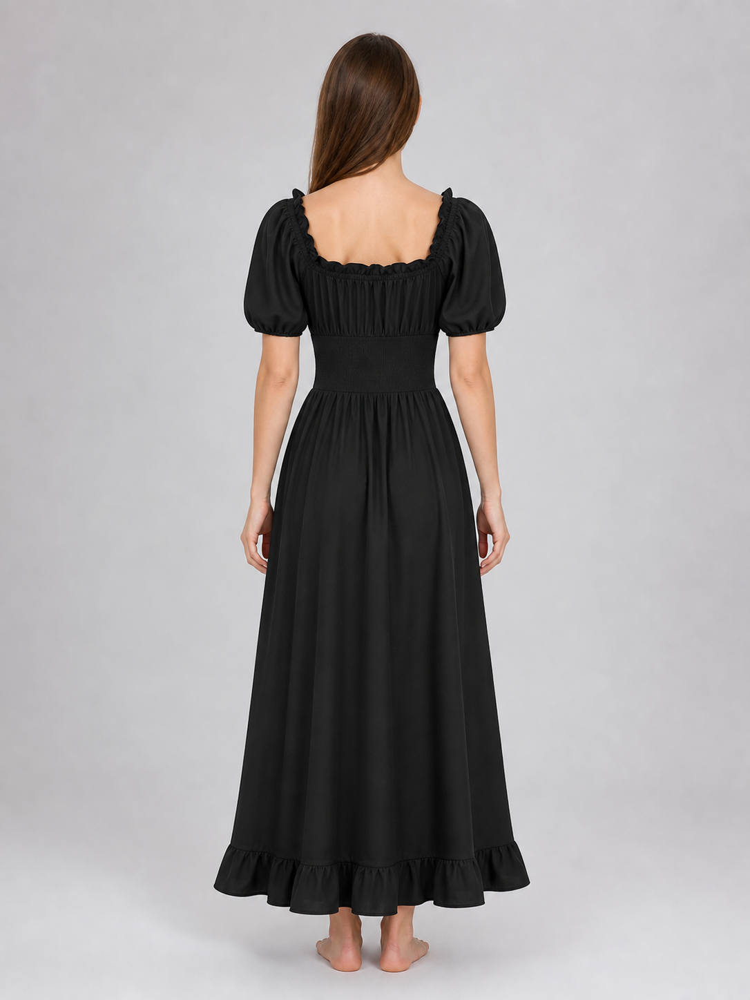 Black Renaissance-Style Ruffle Dress