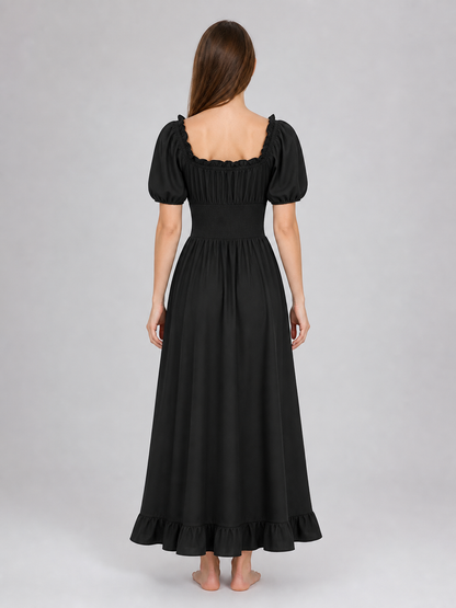 Black Renaissance-Style Ruffle Dress