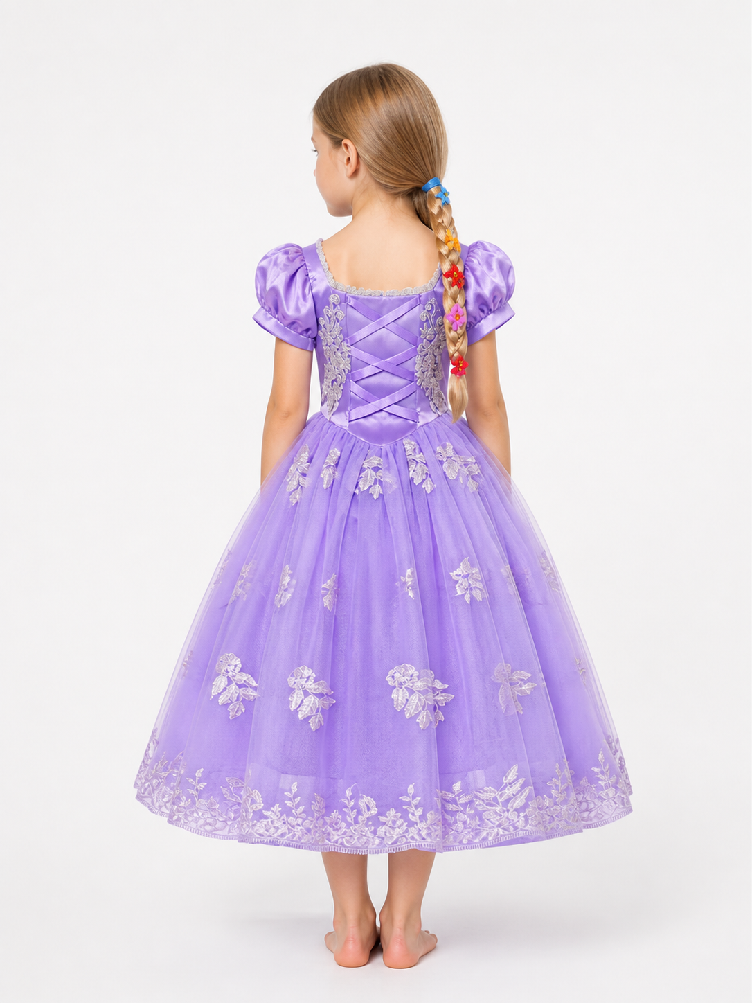 Purple Princess Costume with Wig back view
