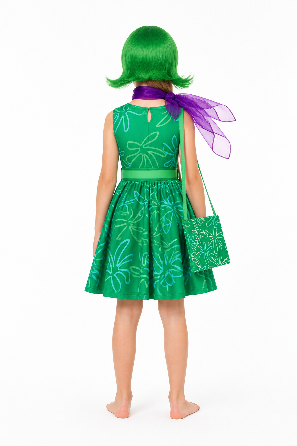 Children’s Sadness Carnival Costume with Dress and Wig back view