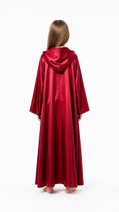 Wine-Red Long Hooded Robe for Jedi Cosplay back view