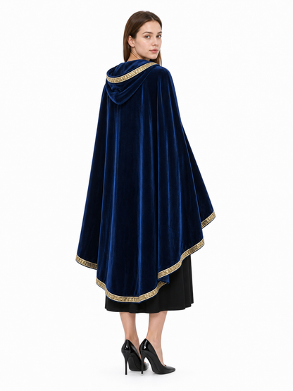 Dark Blue Hooded Carnival Cloak