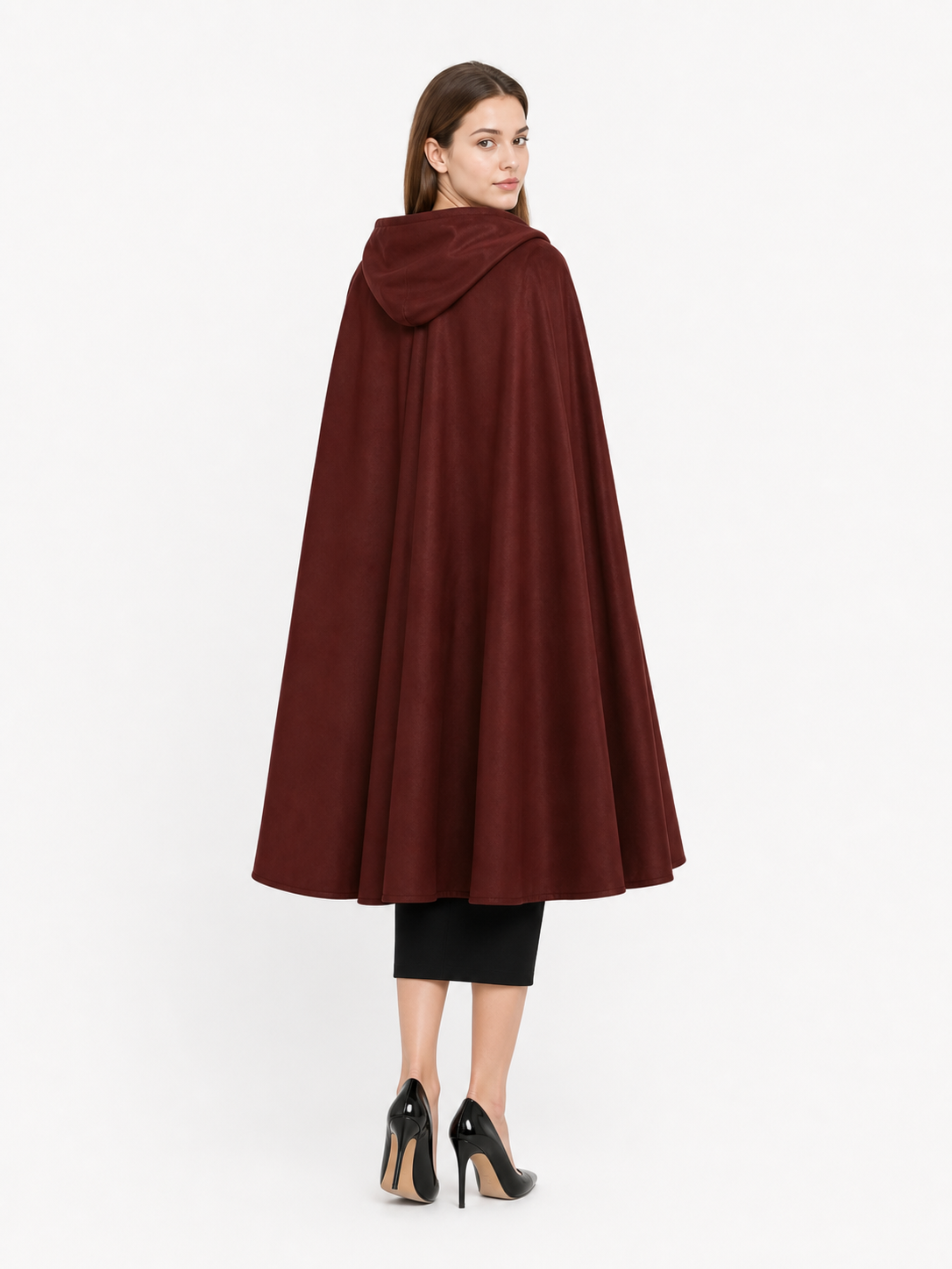Burgundy Hooded Carnival Cloak for Cosplay