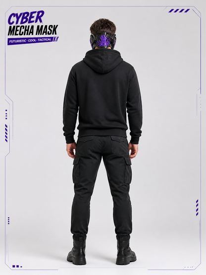 Purple Cyberpunk Cosplay Mask for Halloween back view