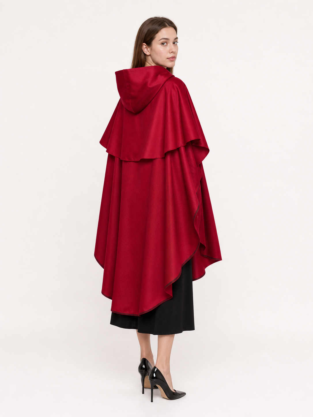 Burgundy hooded costume cloak for cosplay