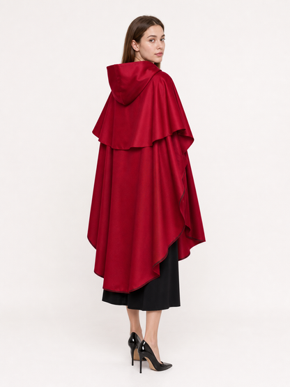 Burgundy hooded costume cloak for cosplay