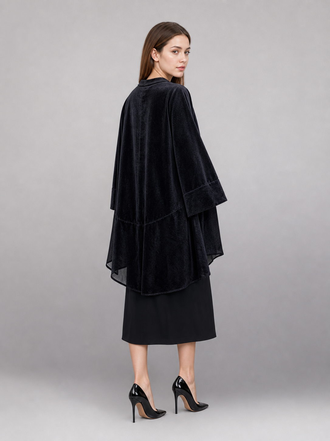 Black Carnival Cloak with Long Sleeves