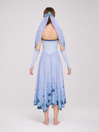 Cosplay Costume: Light Purple Dress with Veil and Decorative Details