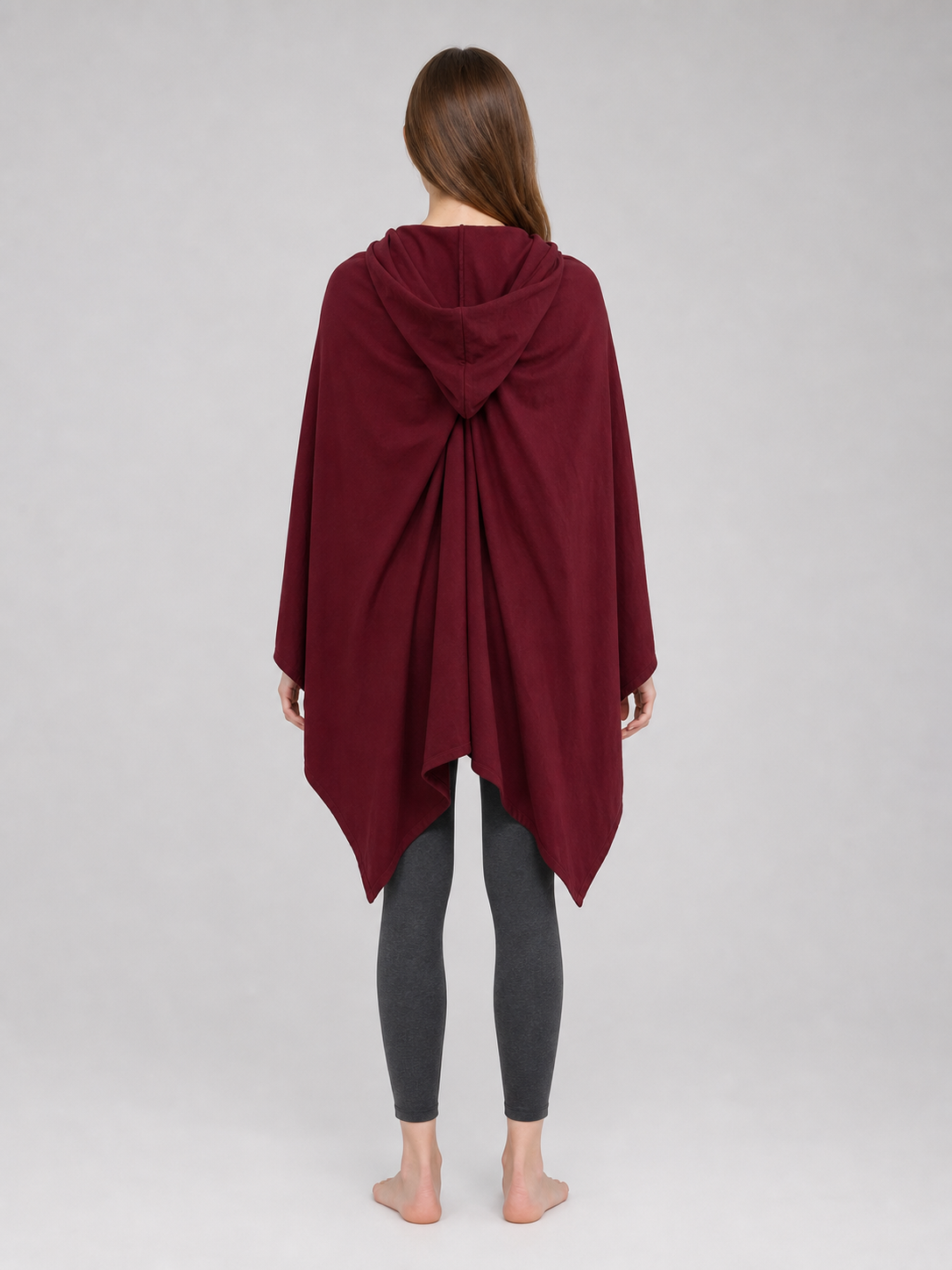 Burgundy Hooded Cape, Metal Clasp
