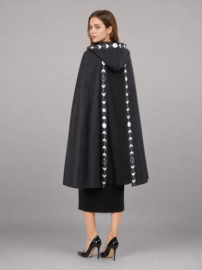 Black carnival cloak with a pointed hood