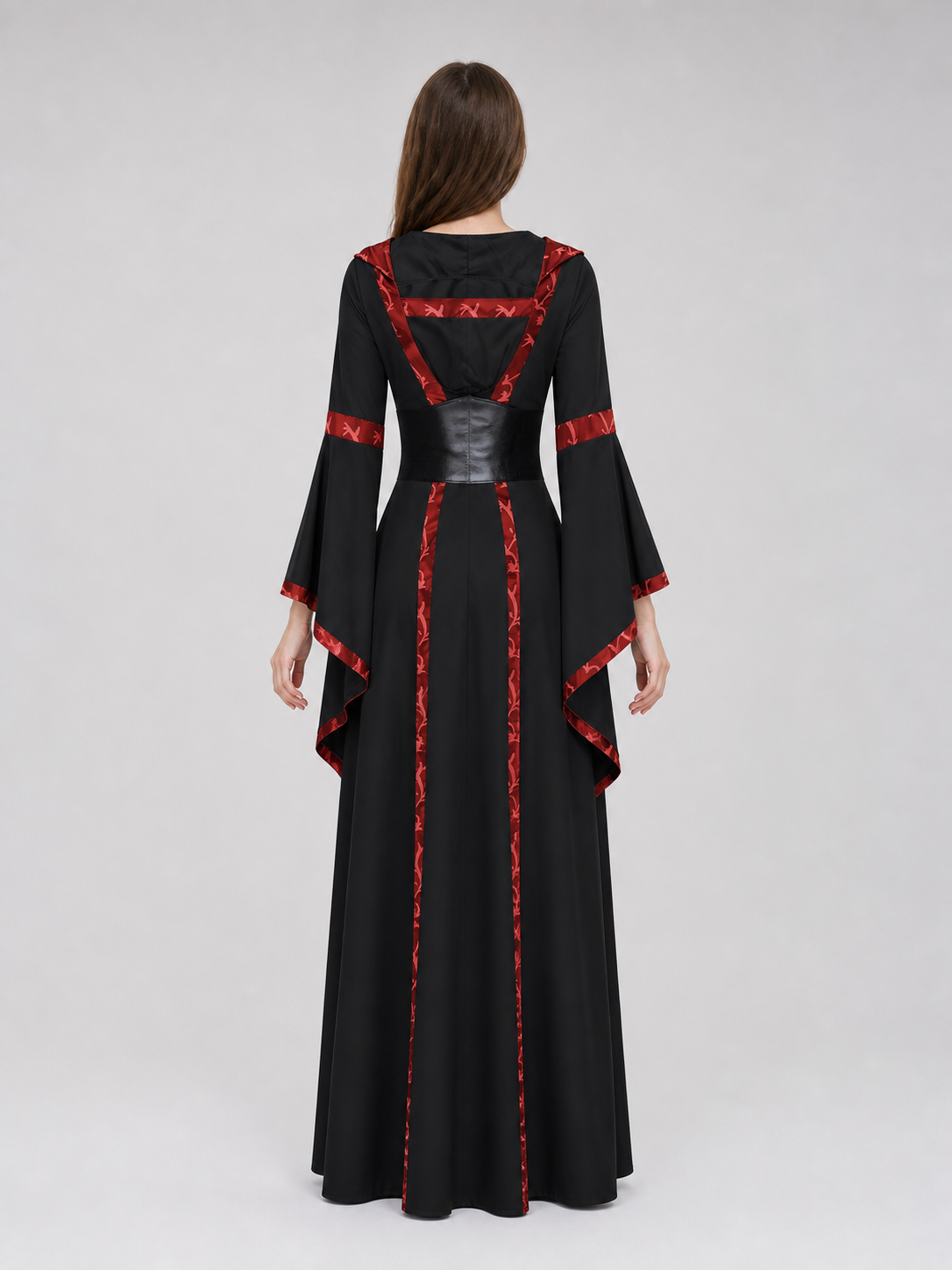 Black Gothic Dress with Hood and Lacing