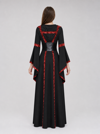 Black Gothic Dress with Hood and Lacing