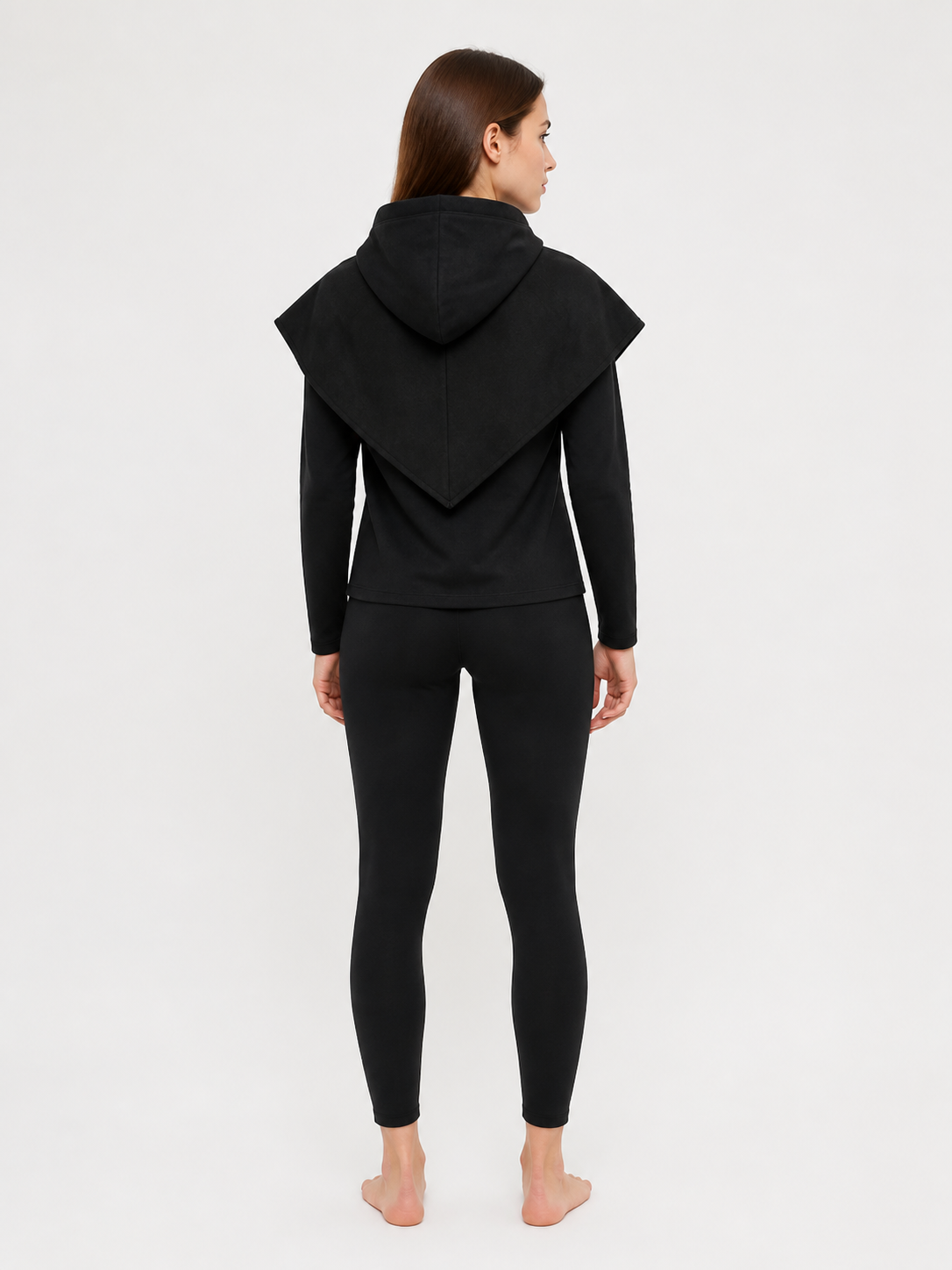 Black Carnival Cloak with Hood and Mask back view 2