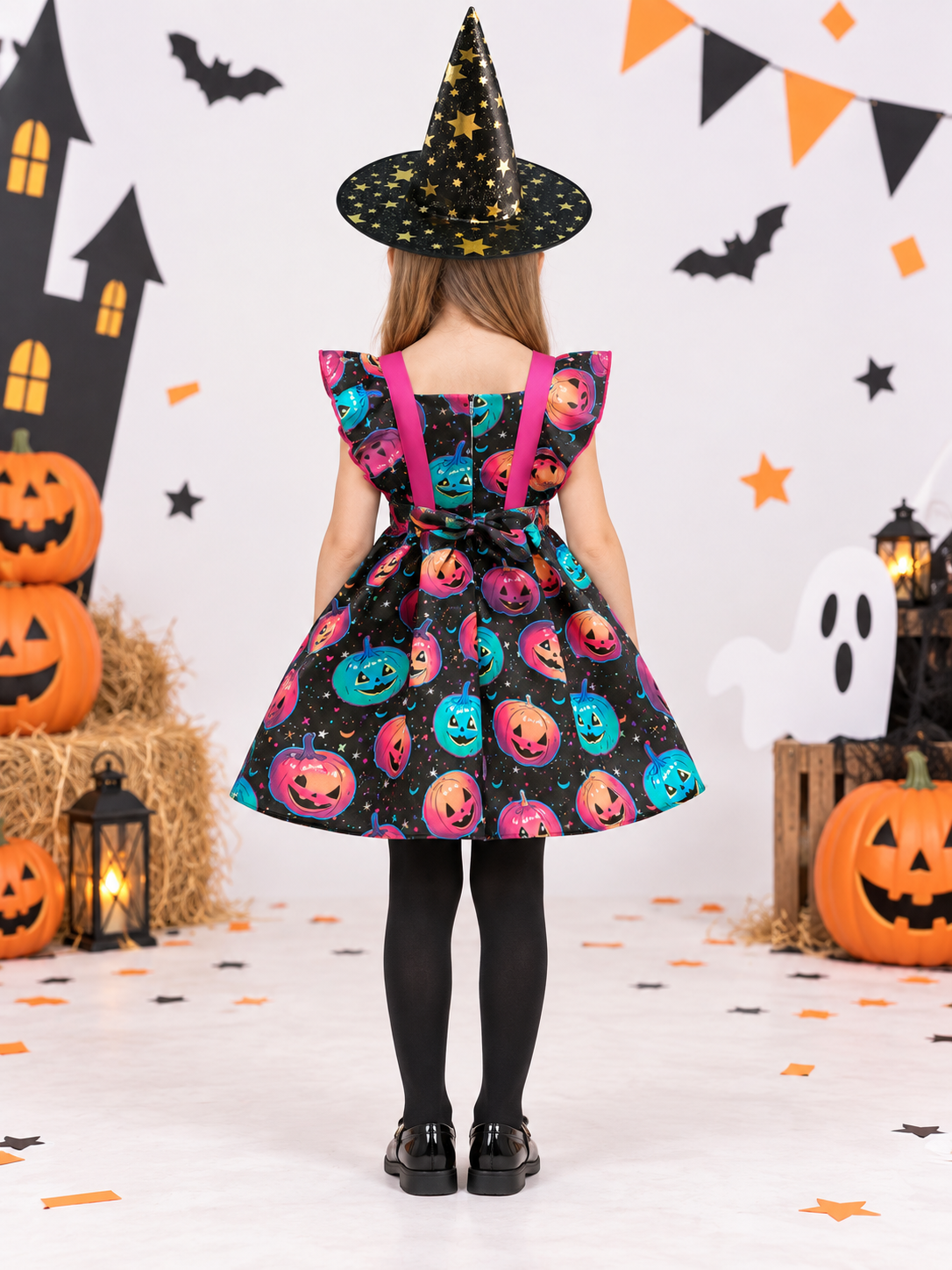 Halloween Carnival Dress with Hat and Bow