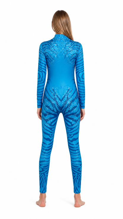 Avatar Cosplay Costume, Blue Jumpsuit back view