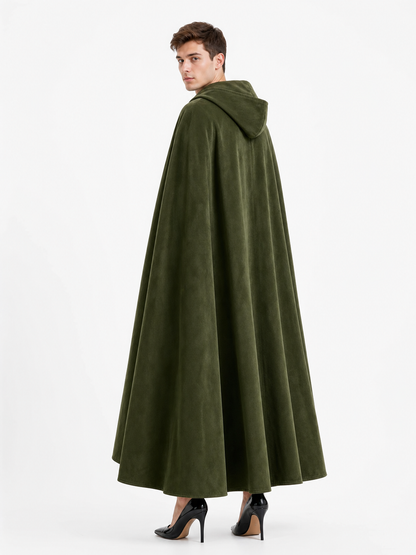 Long Green Hooded Costume Cloak