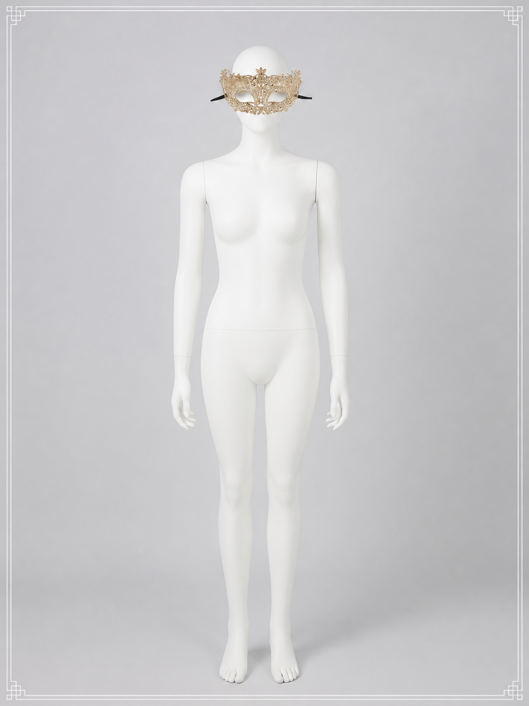 Gold Venetian Carnival Mask with Black Ties back view