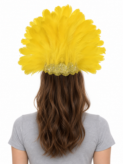 Carnival Mask with Yellow Feathers and Glitter