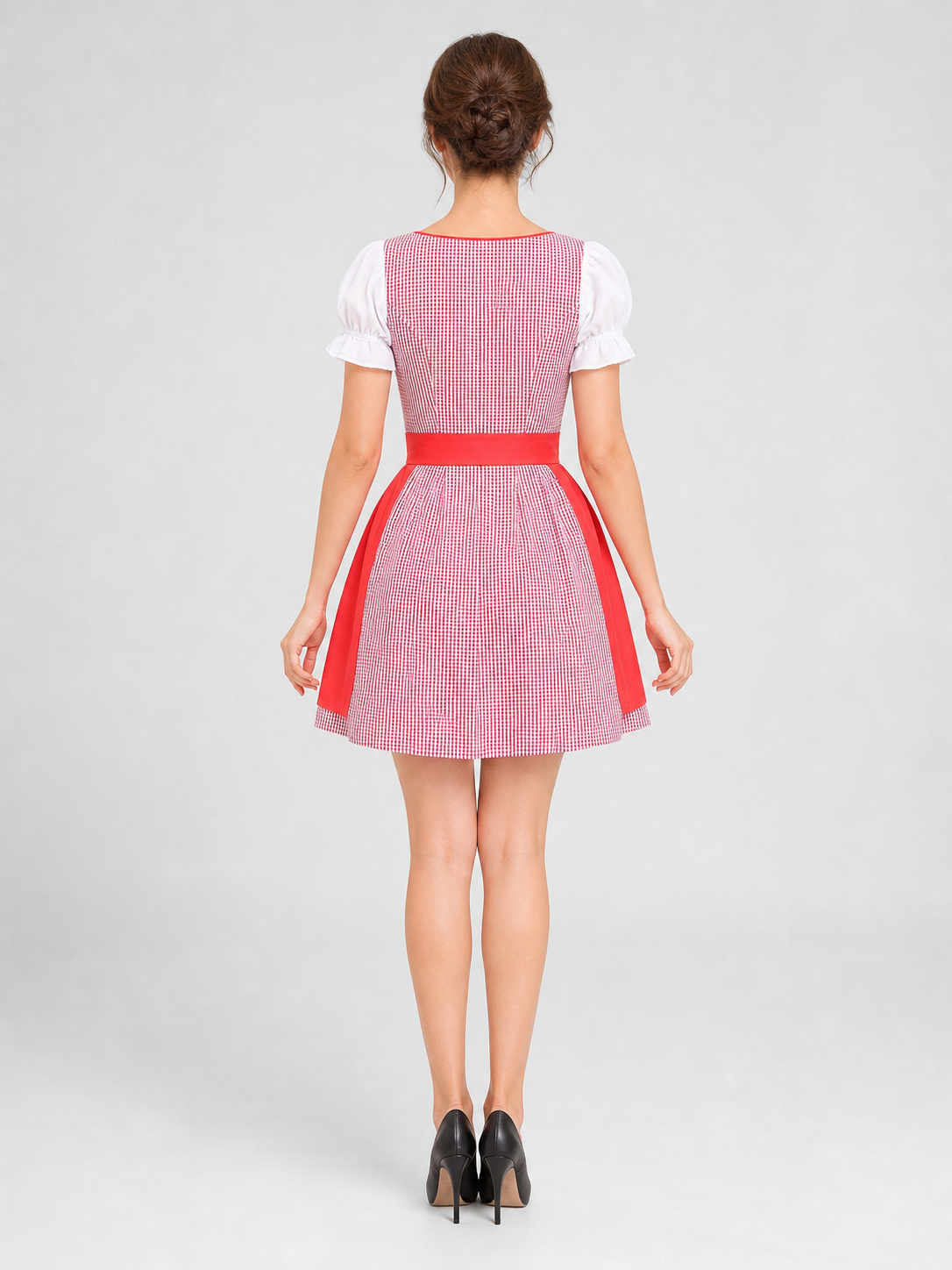Red and White Carnival Cosplay Dress back view