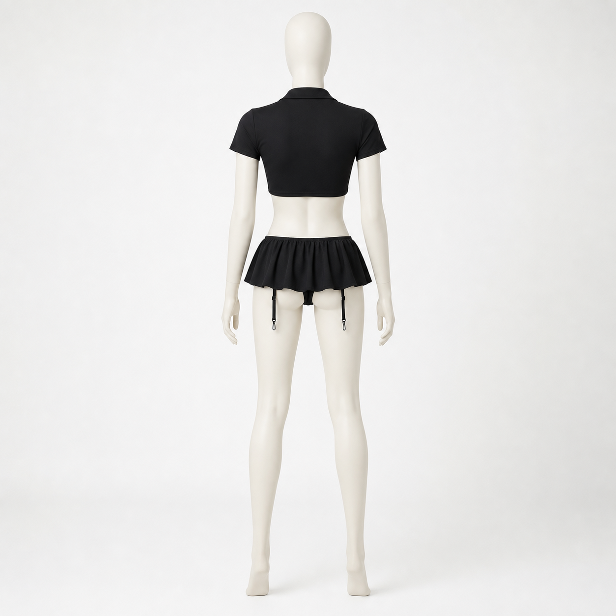 Police Costume: Cropped Shirt and Skirt back view