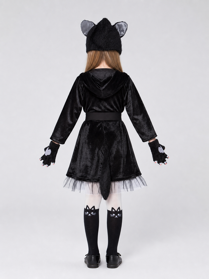 Black Cat Carnival Costume with Hood