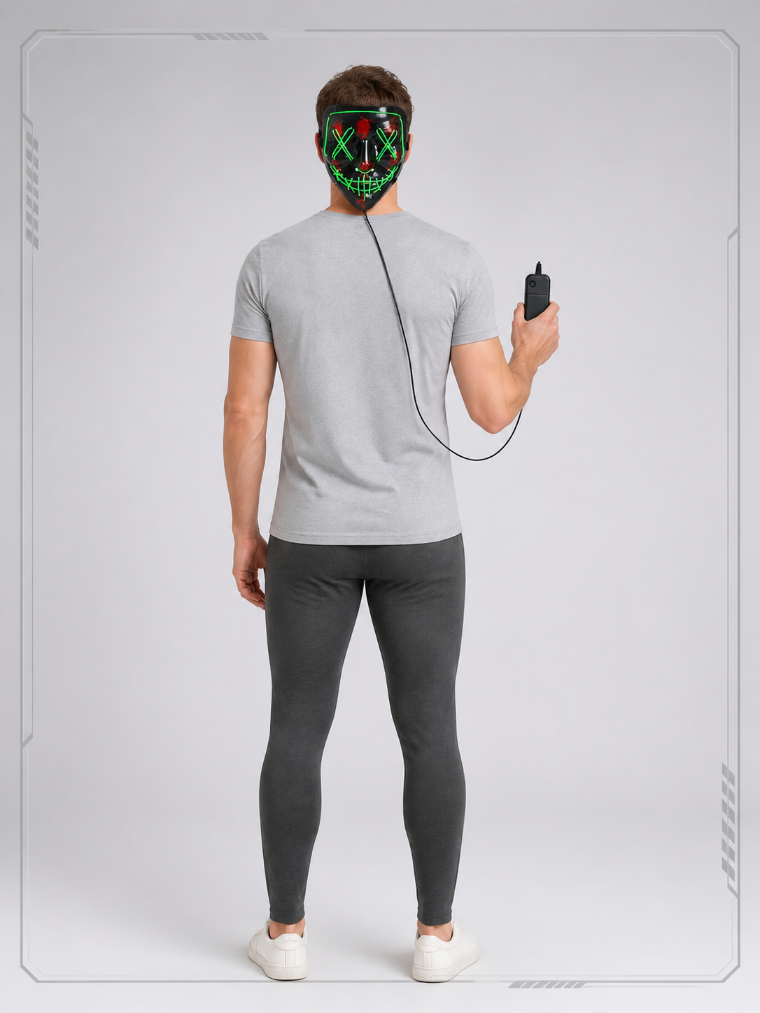 Halloween LED Light-Up Mask with Red Splatter back view