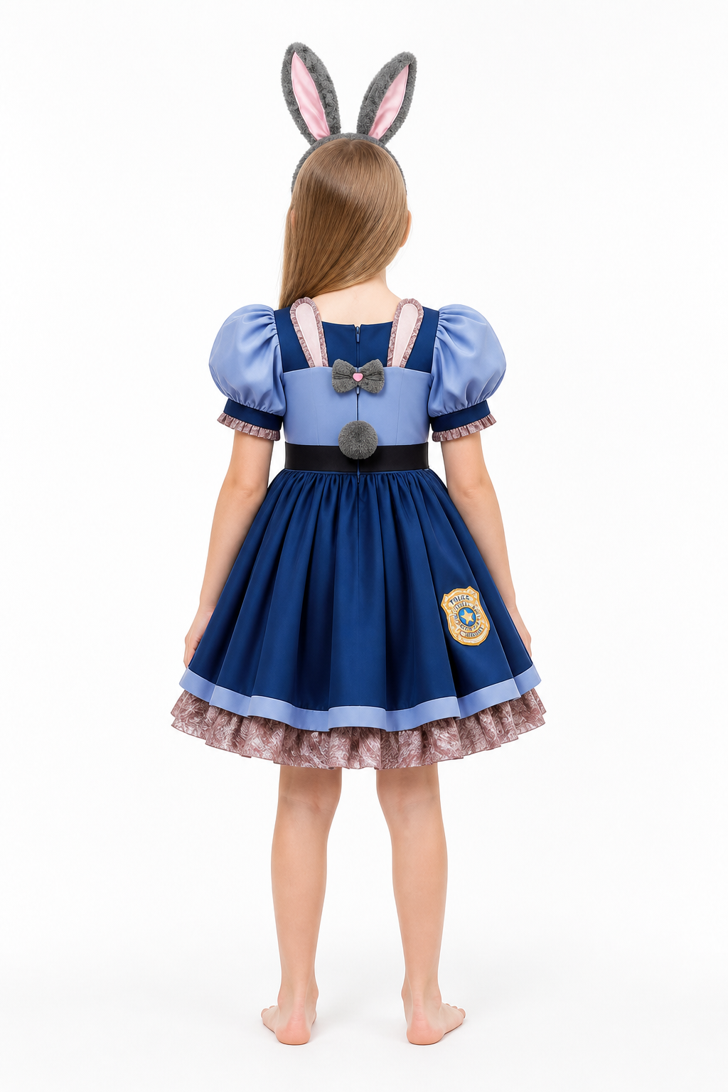 Rabbit Police Officer Costume Dress with Ears back view