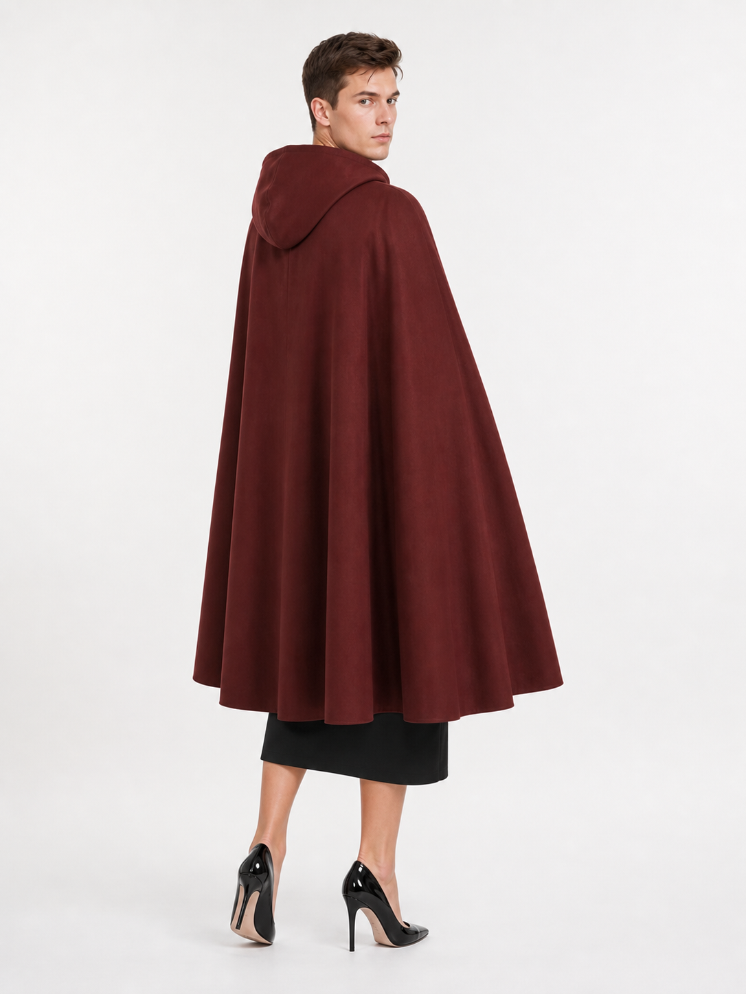 Burgundy Hooded Carnival Cloak for Cosplay