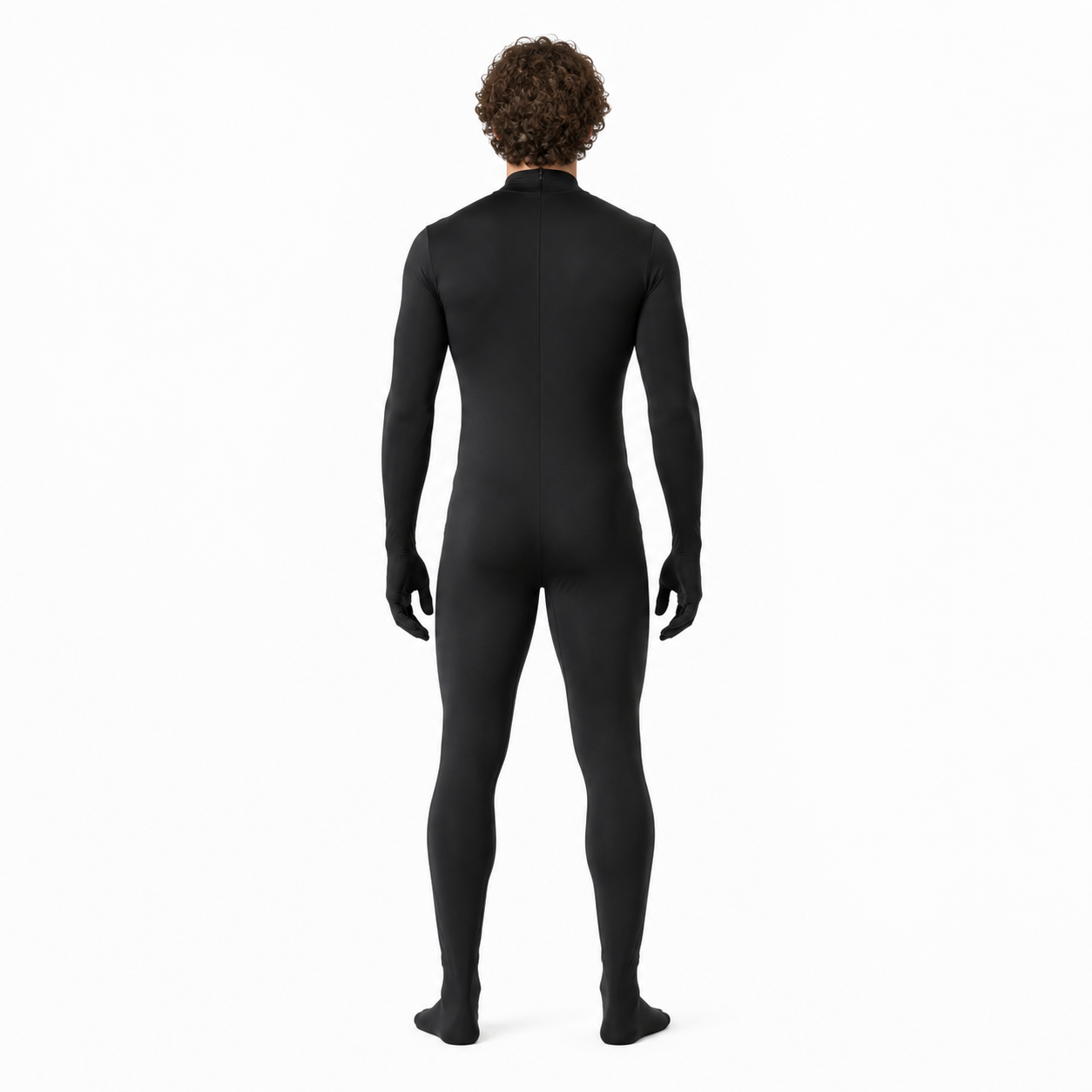 Hooded zentai jumpsuit with an open face back view