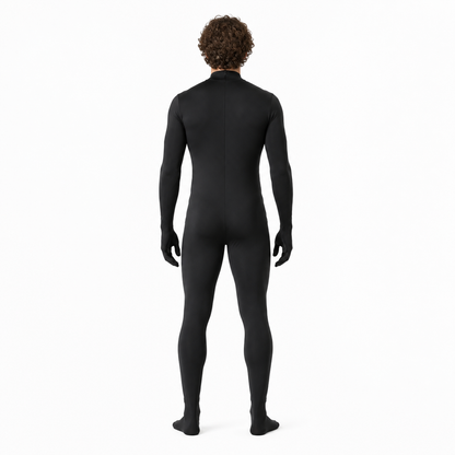 Hooded zentai jumpsuit with an open face back view